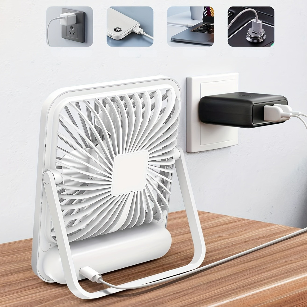Kompakt USB Bordventilator med Genopladeligt Batteri