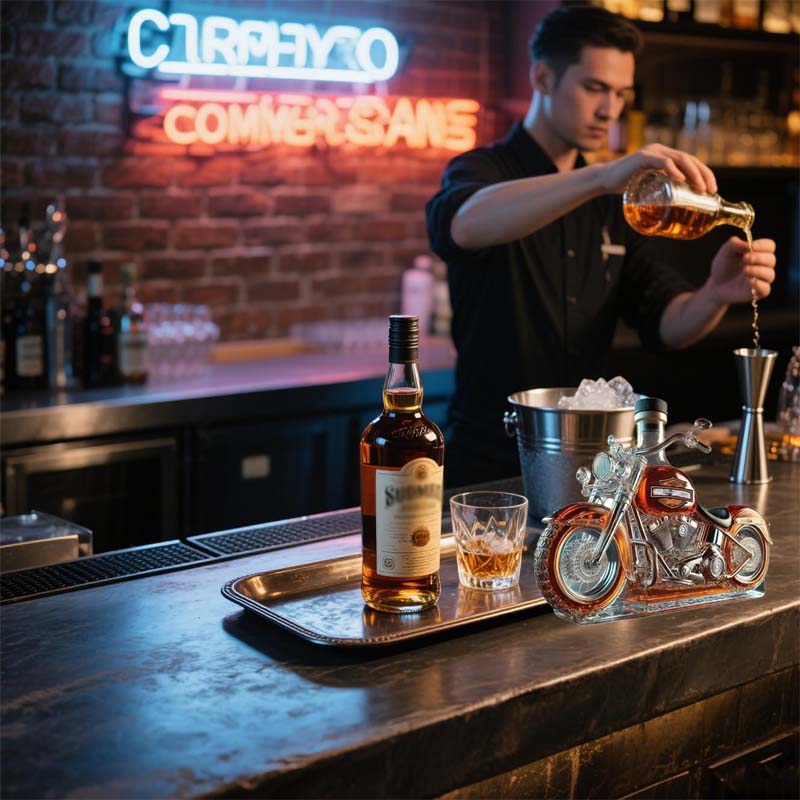 Whisky Decanter i Motorcykel Design til Hjemmebar