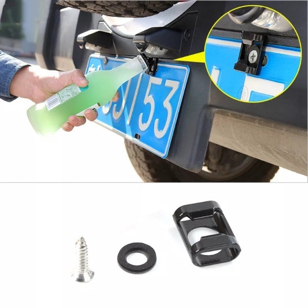 Nummerskyltsmonterad flasköppnare