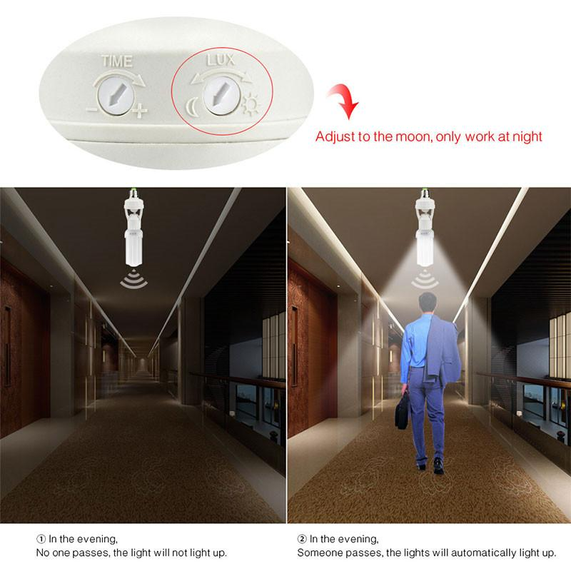360 Rotating Motion Sensor Stikkontakt Switch Led Pære Base