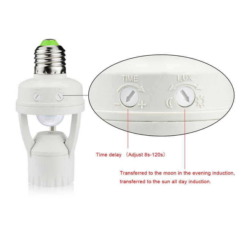 360 Rotating Motion Sensor Stikkontakt Switch Led Pære Base