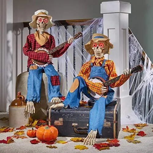 Ljudaktiverad Halloween-dekoration med musik och ljus - Animerade skelett