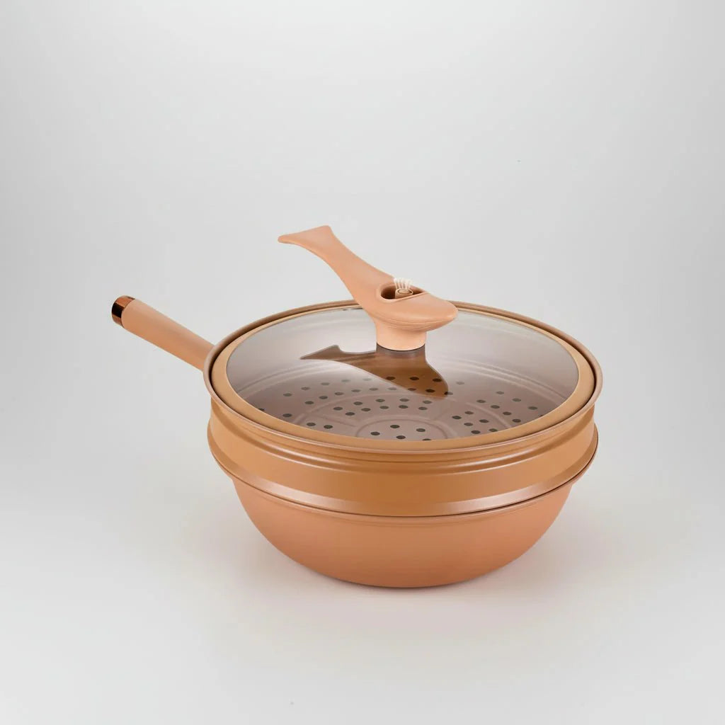 Nonstick Wok med Hurtig Mikropressteknologi til Sund Madlavning