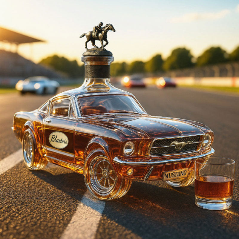 Whiskydekanter | Handgjort glas med 3D Mustangdesign
