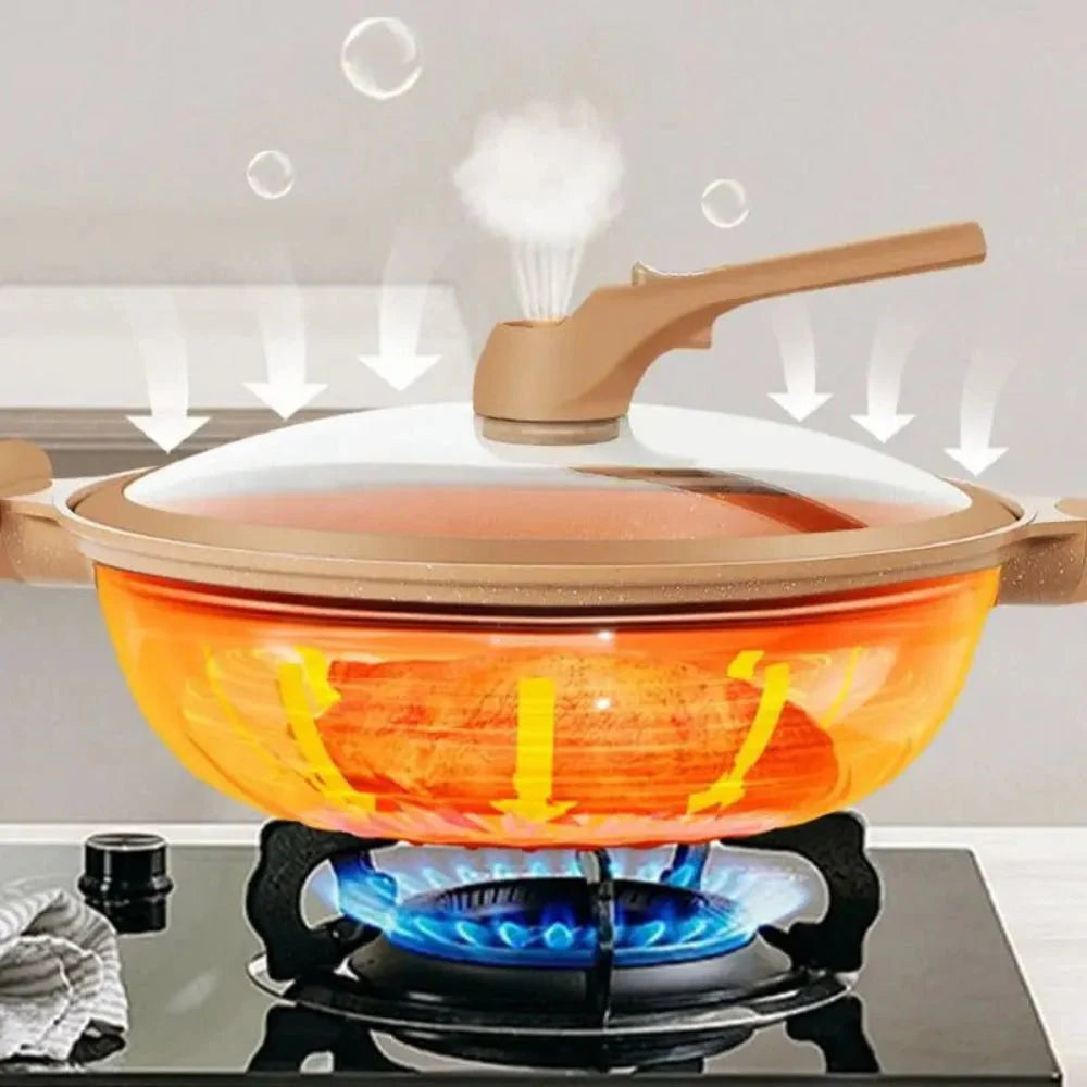 Nonstick Wok med Hurtig Mikropressteknologi til Sund Madlavning