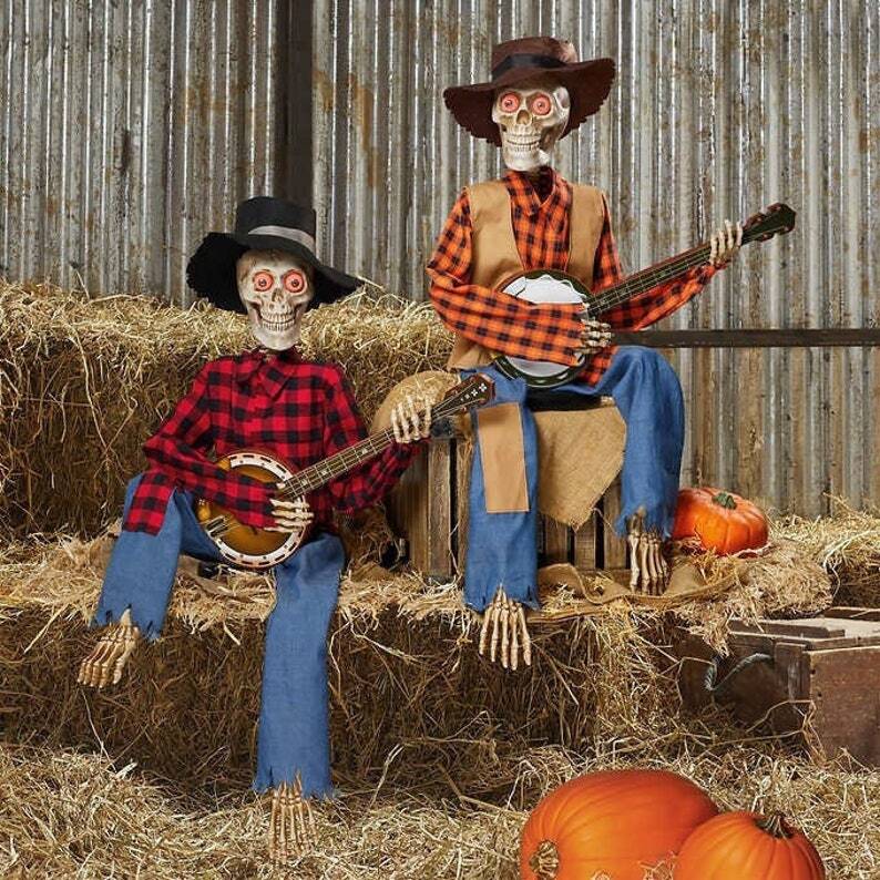 Ljudaktiverad Halloween-dekoration med musik och ljus - Animerade skelett