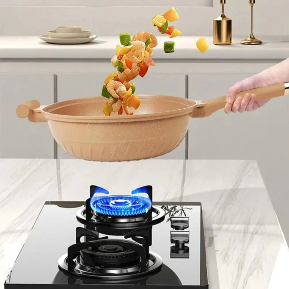 Nonstick Wok med Hurtig Mikropressteknologi til Sund Madlavning