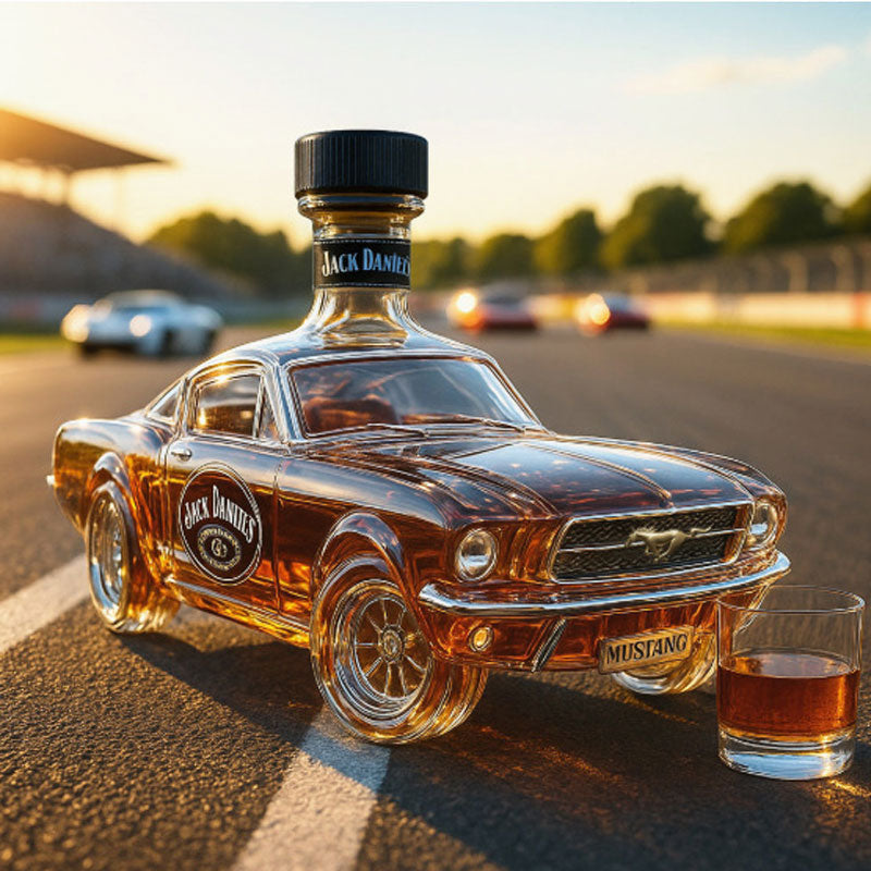 Whiskydekanter | Handgjort glas med 3D Mustangdesign