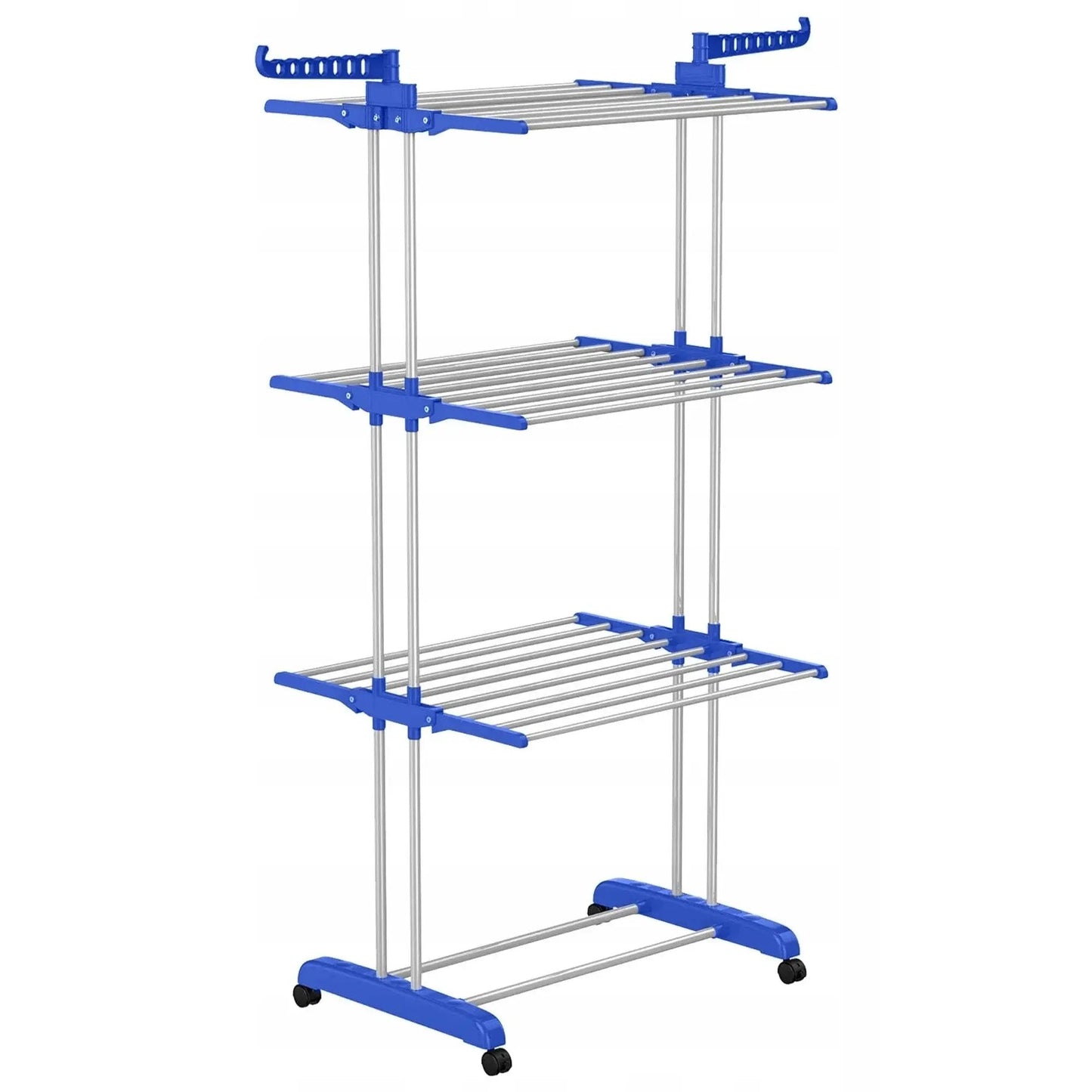 Foldable og pladsbesparende vasketøjsstativ med 4 niveauer og justerbare sidefløje