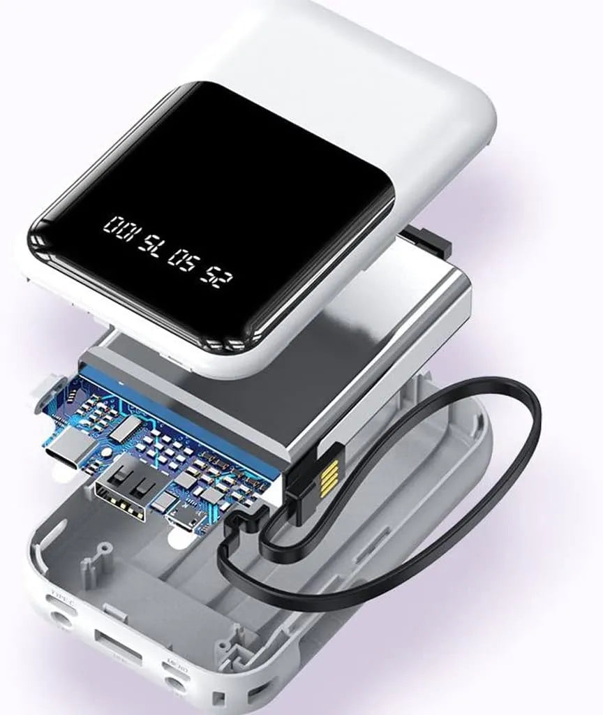 Kompakt Powerbank 10000mAh med Hurtigopladning & LED Display
