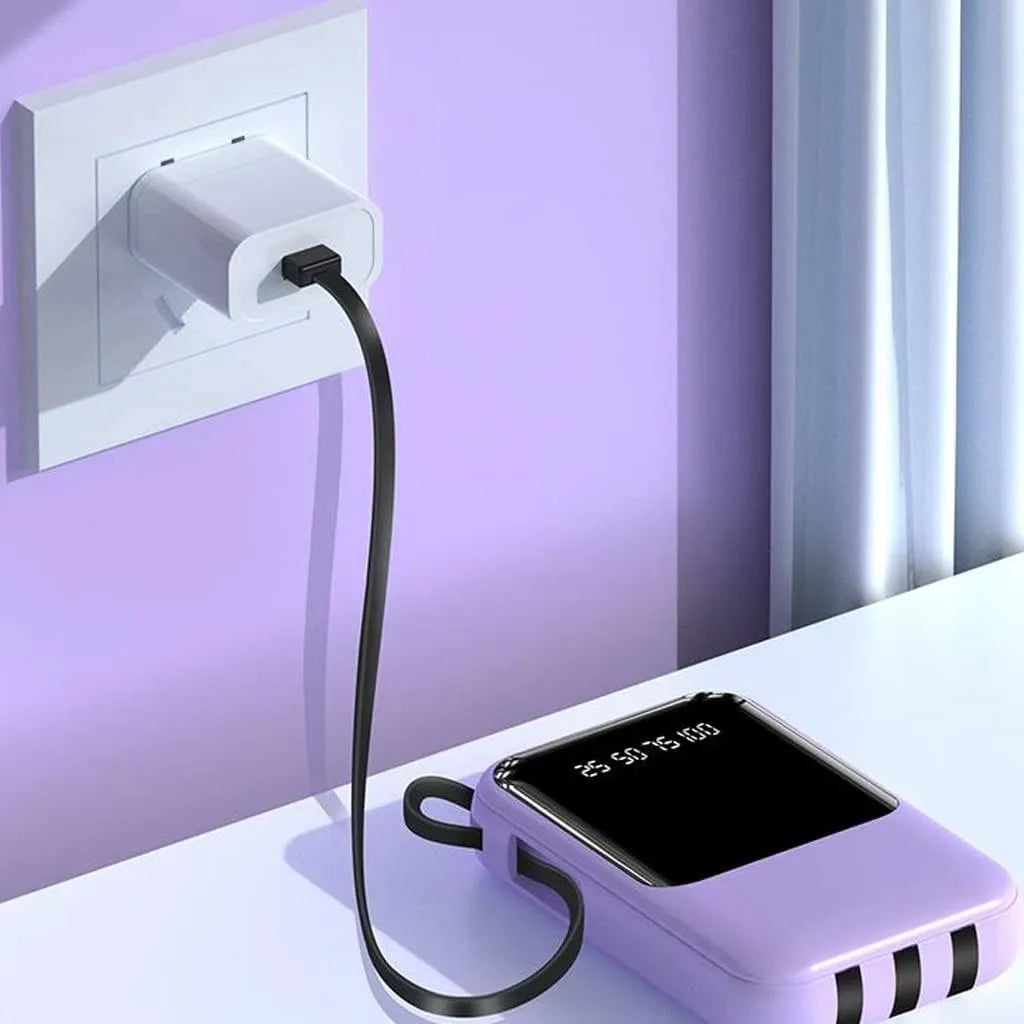 Kompakt Powerbank 10000mAh med Hurtigopladning & LED Display