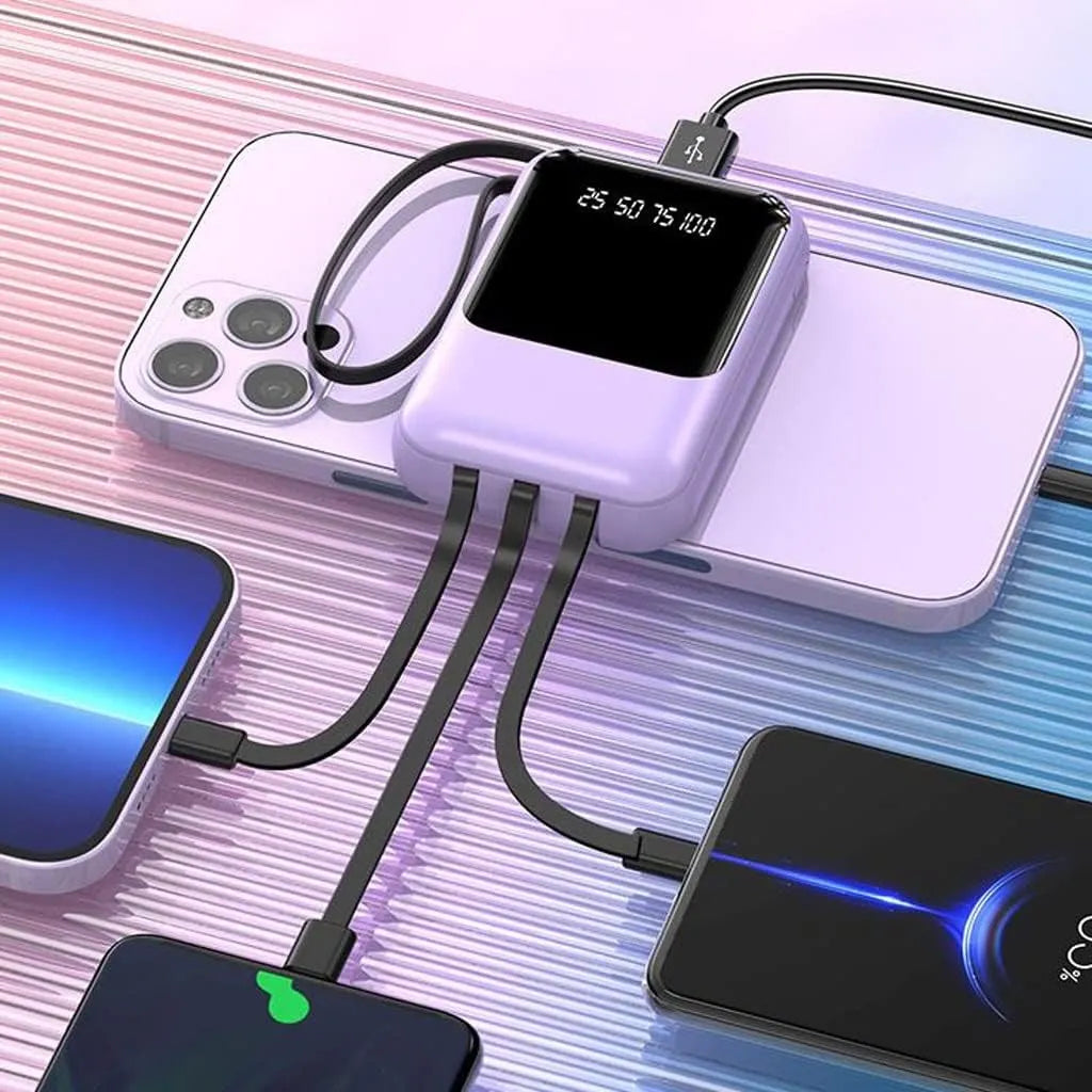 Kompakt Powerbank 10000mAh med Hurtigopladning & LED Display