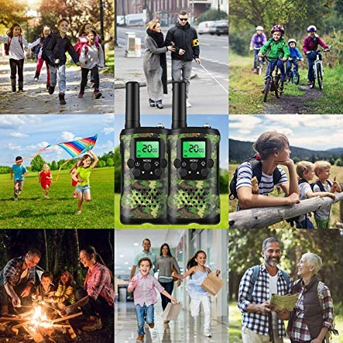 Äventyrliga Walkie Talkies för barn | 22 kanaler | 5 km räckvidd | Skogskamouflage
