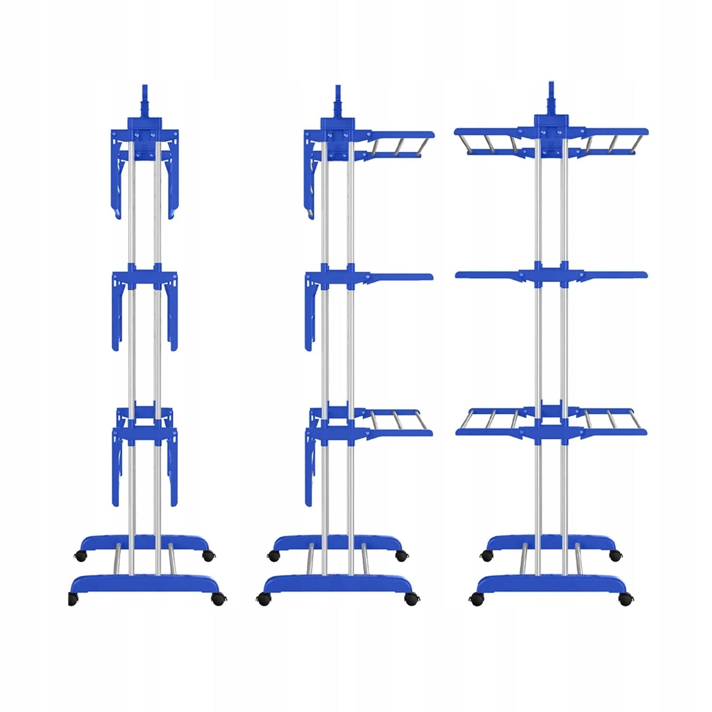 Foldable og pladsbesparende vasketøjsstativ med 4 niveauer og justerbare sidefløje