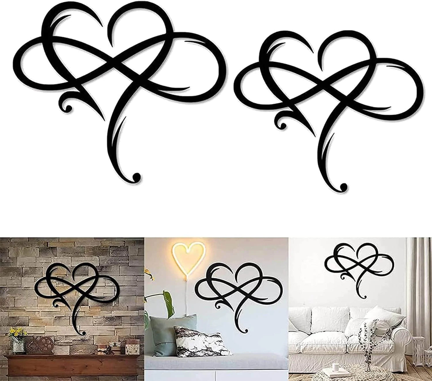 Hjerteformet vægdekoration med uendelighedssymbol - Elegant design
