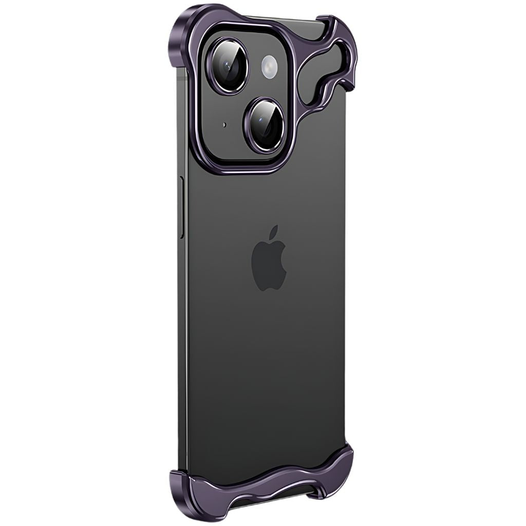 Minimalistisk stødabsorberende iPhone-cover med aluminiumsramme