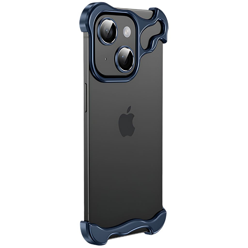 Minimalistisk stødabsorberende iPhone-cover med aluminiumsramme