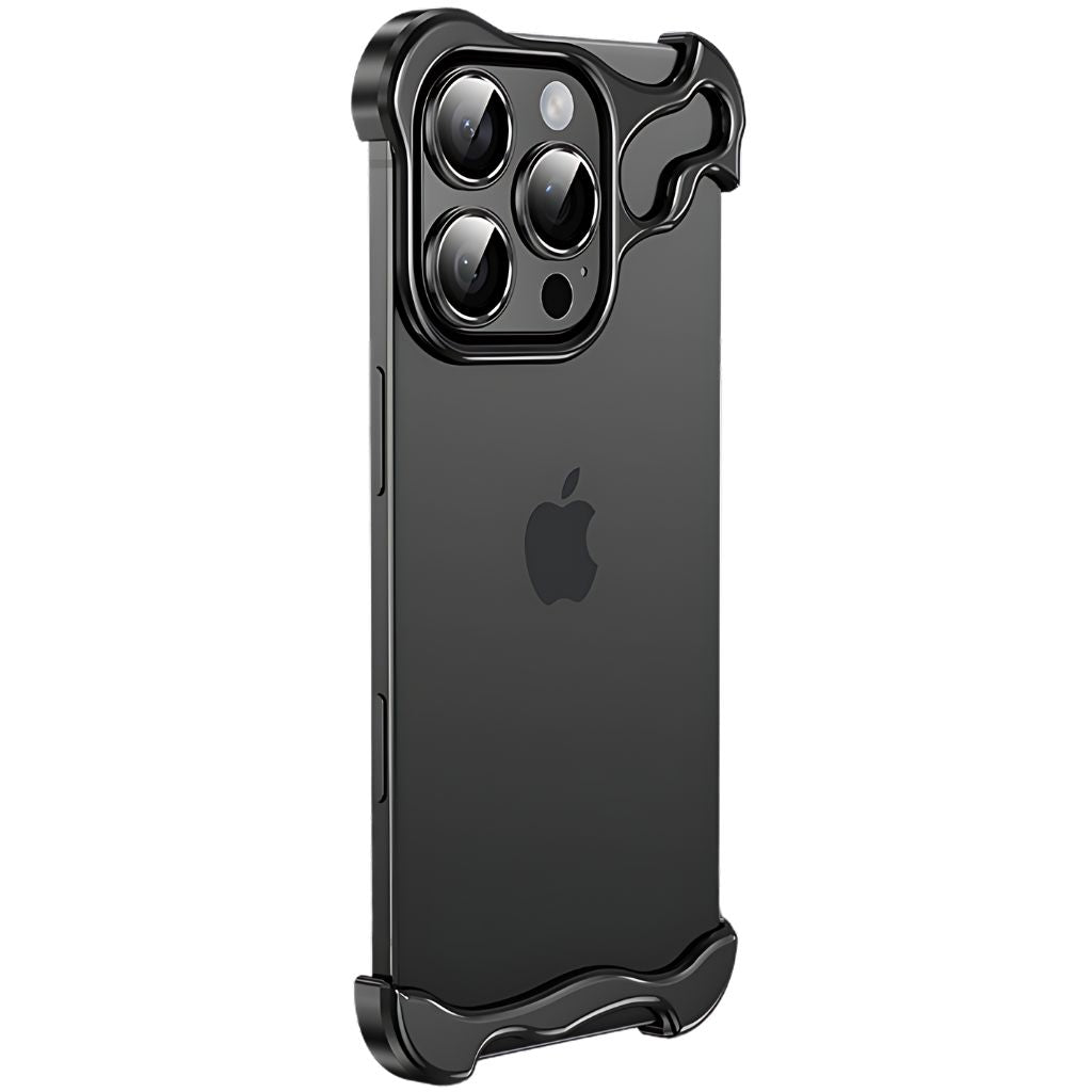Minimalistisk stødabsorberende iPhone-cover med aluminiumsramme