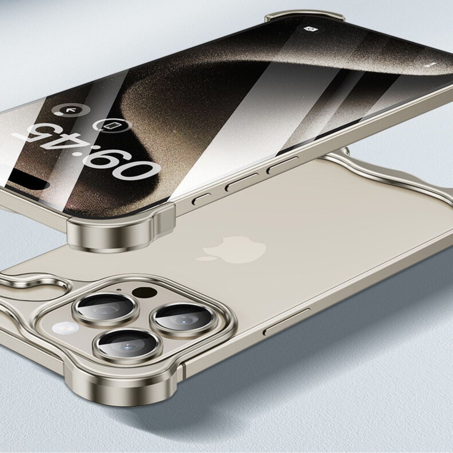 Minimalistisk stødabsorberende iPhone-cover med aluminiumsramme