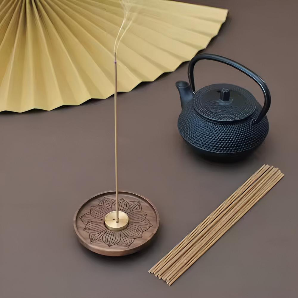 Stilfull Rökelsehållare i Trä och Koppar - För Zen och Harmoni