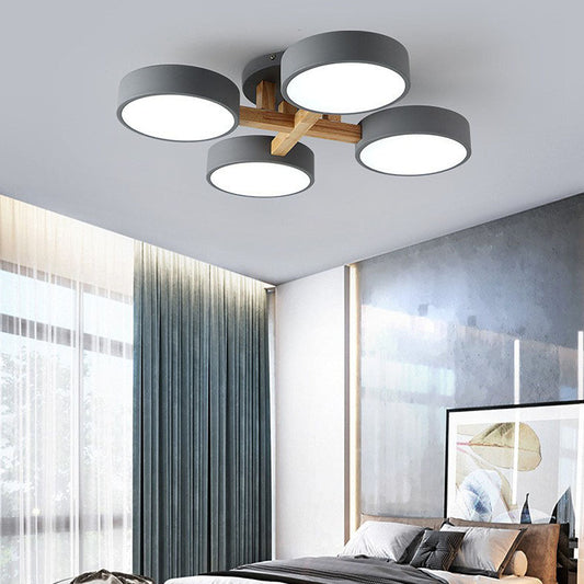Moderne LED Loftlampe i Trædesign – Energi- og Stilsikker