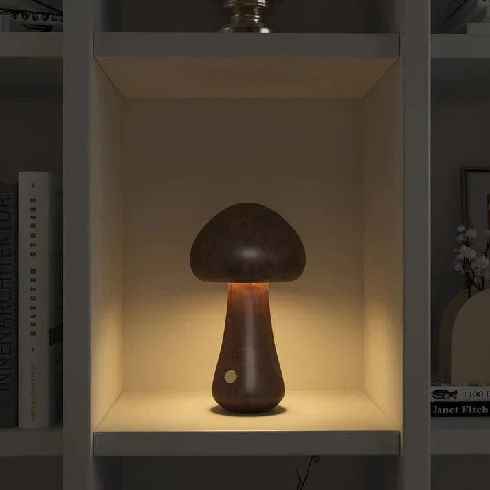 Elegant Svampe Lampe i Massivt Træ