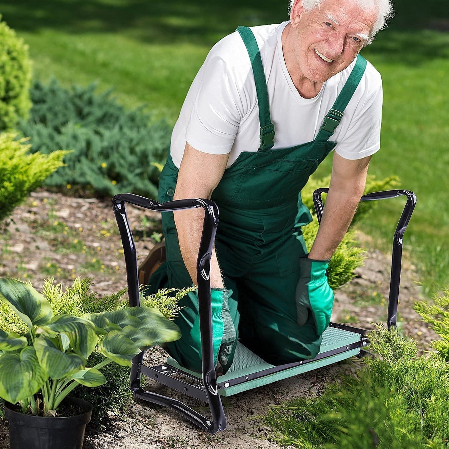 Ergonomisk trädgårdsknäskydd med handtag: Komfort och stöd
