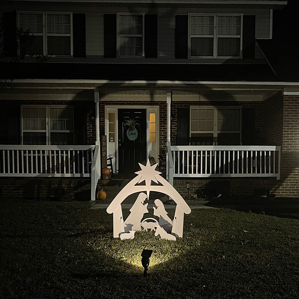 Udendørs Julekrybbesæt i Holdbar PVC med Lys Silhuet