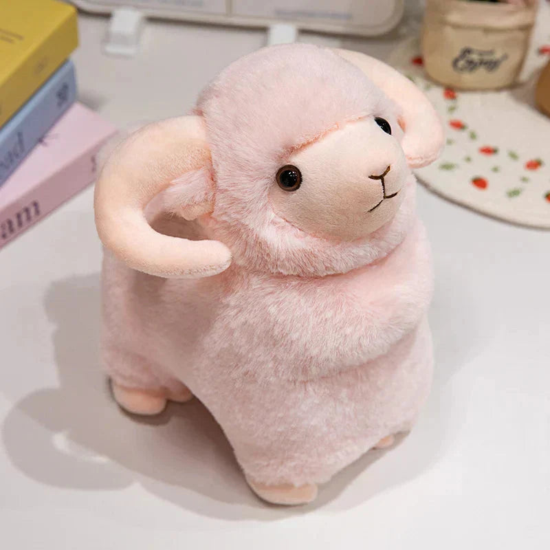 Fluffigt rosa-vitt får mjukisdjur