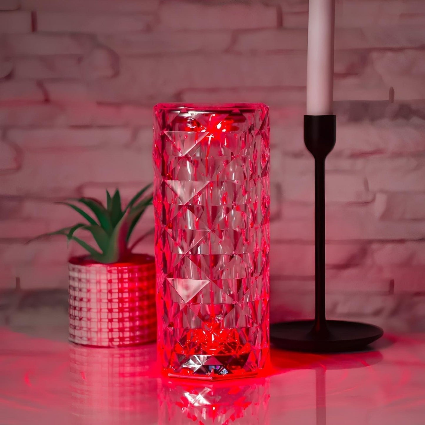Touch Aktiver Krystal Bordlampe med 16 Farver og Fjernbetjening