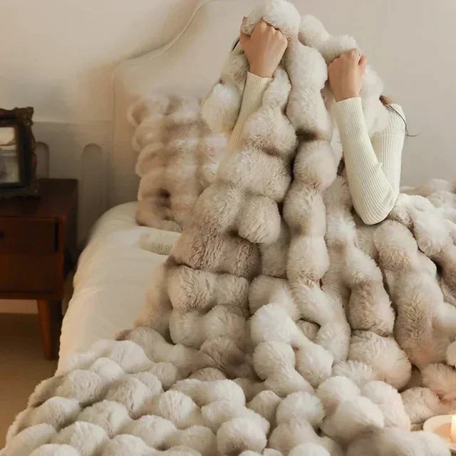 Bærbar vinter fleece tæppe i kunstpels – Blød og stilfuld til sofa og rejser