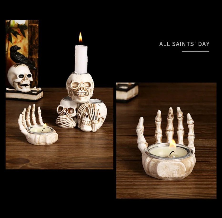 Elegant skelettljusstakeset till Halloween - 3 st.
