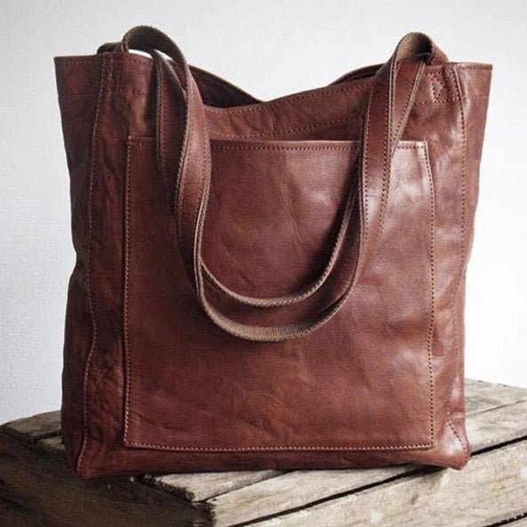 Elegant Retro Lædertaske med Stor Kapacitet