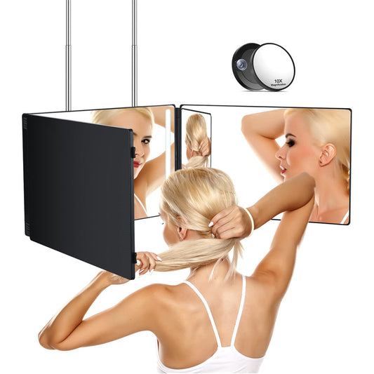 360° LED Makeup Spejl med Genopladelig USB & Klar Belysning