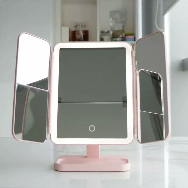 LED Makeup Spejl med Trippel Belysning og Forstørrelse