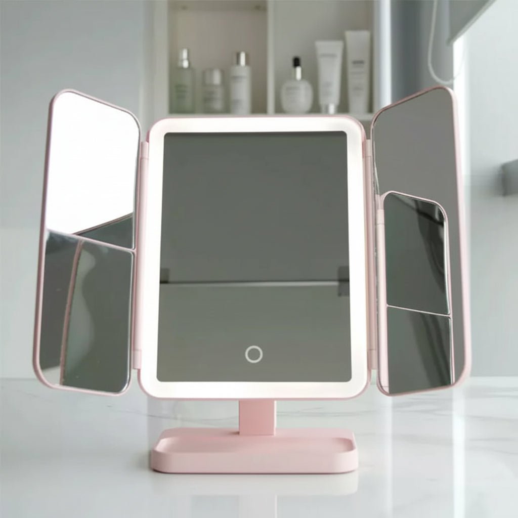 Sammenklappeligt LED Makeup Spejl med Justerbar Belysning