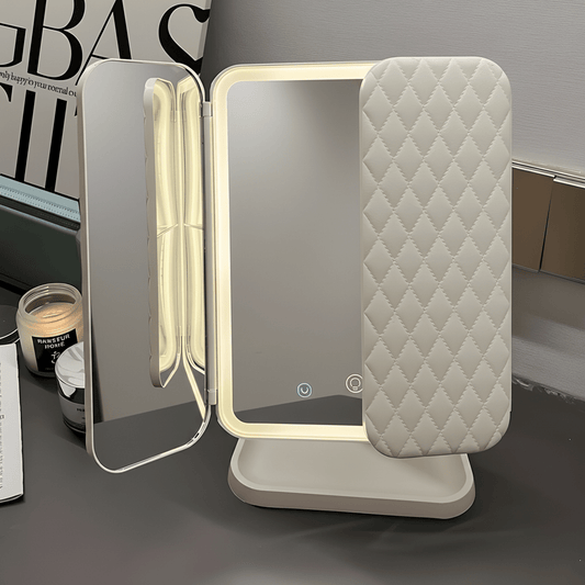 Sammenklappeligt LED Makeup Spejl med Justerbar Belysning
