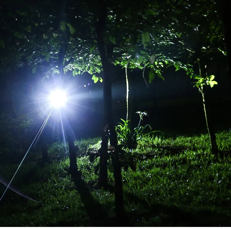 Stark vattentät LED-lampa med zoom och uppladdningsbart batteri för utomhusbruk