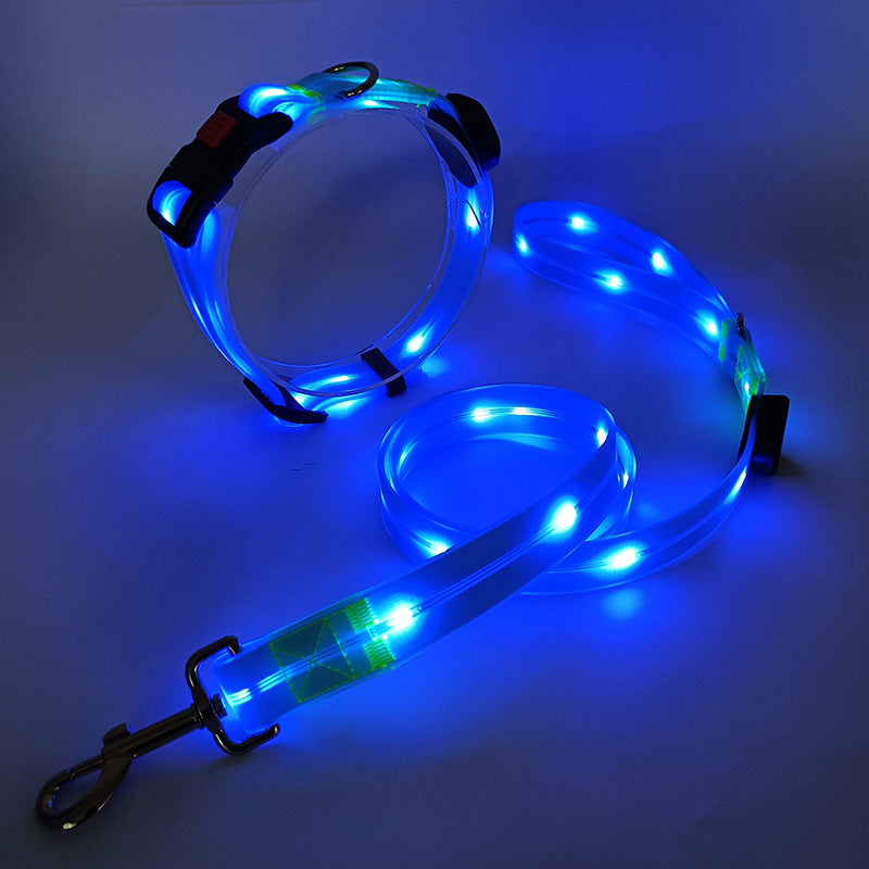 Hundehalsbånd med LED lys og snor - NightBright
