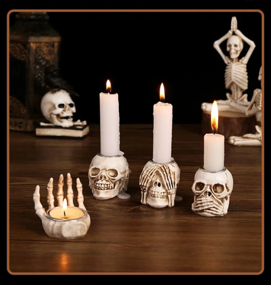 Elegant skelettljusstakeset till Halloween - 3 st.