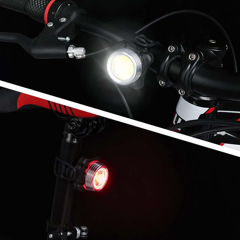 Genopladeligt cykellyssæt | 2 stk. COB-lygter med 400 lumen og USB-opladning
