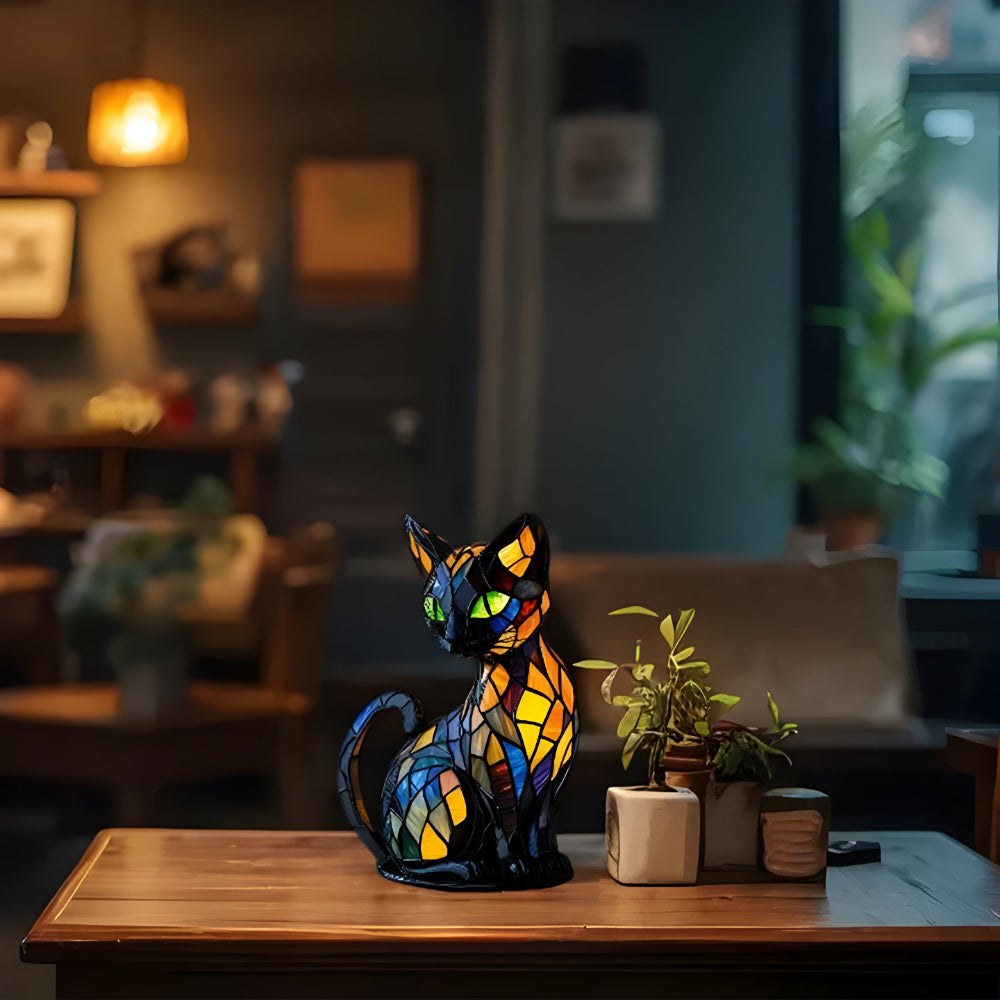 Håndlavet Glas Kat Lampe – Unik Lyskunst til Hjemmet