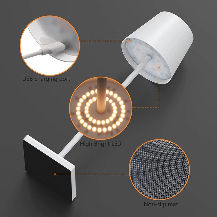 Trådløs Bordlampe med Berøringssensor og Nordisk Design