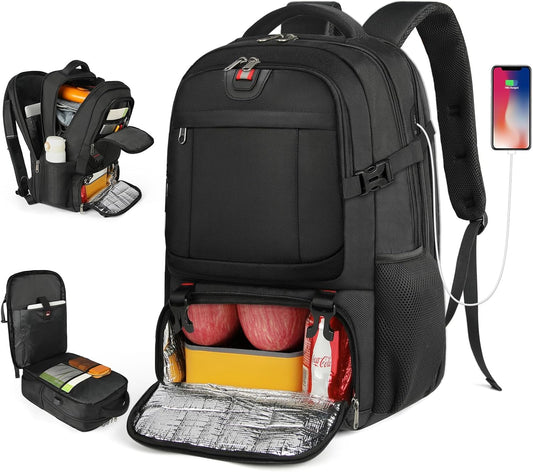 Stor resväska för lunchpaket och bärbar dator med USB-laddning