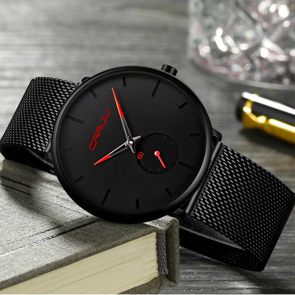 Minimalistisk Klocka med Kvarts – Vattentålig Design