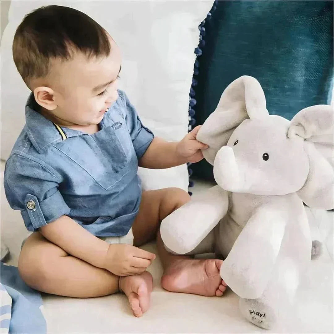 Interaktiv babyelefant med lek- och språkfunktion för barn