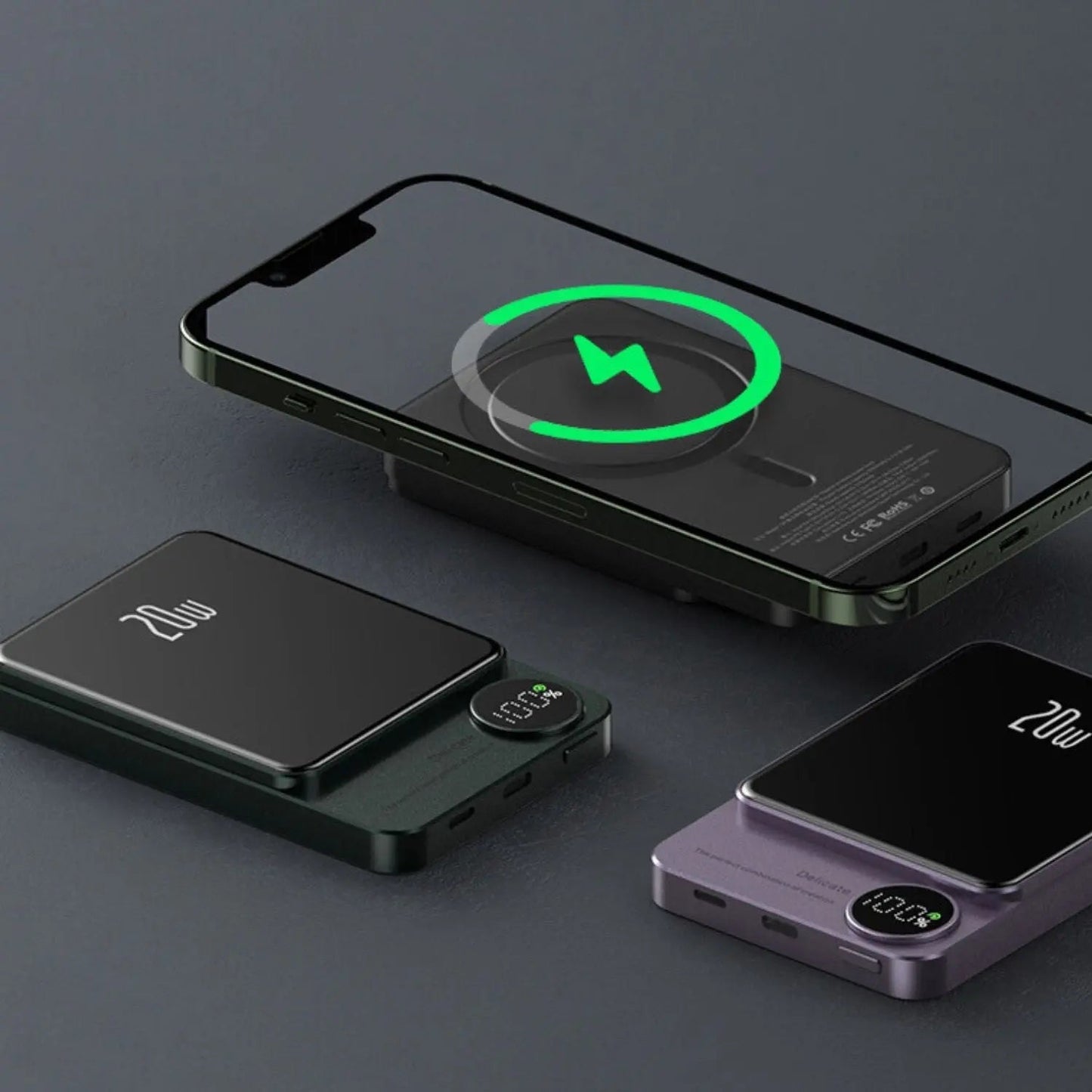 Slank Powerbank, bærbar trådløs magnetoplader