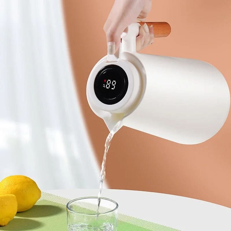 Elegant termokanna i glas med digital temperaturvisning