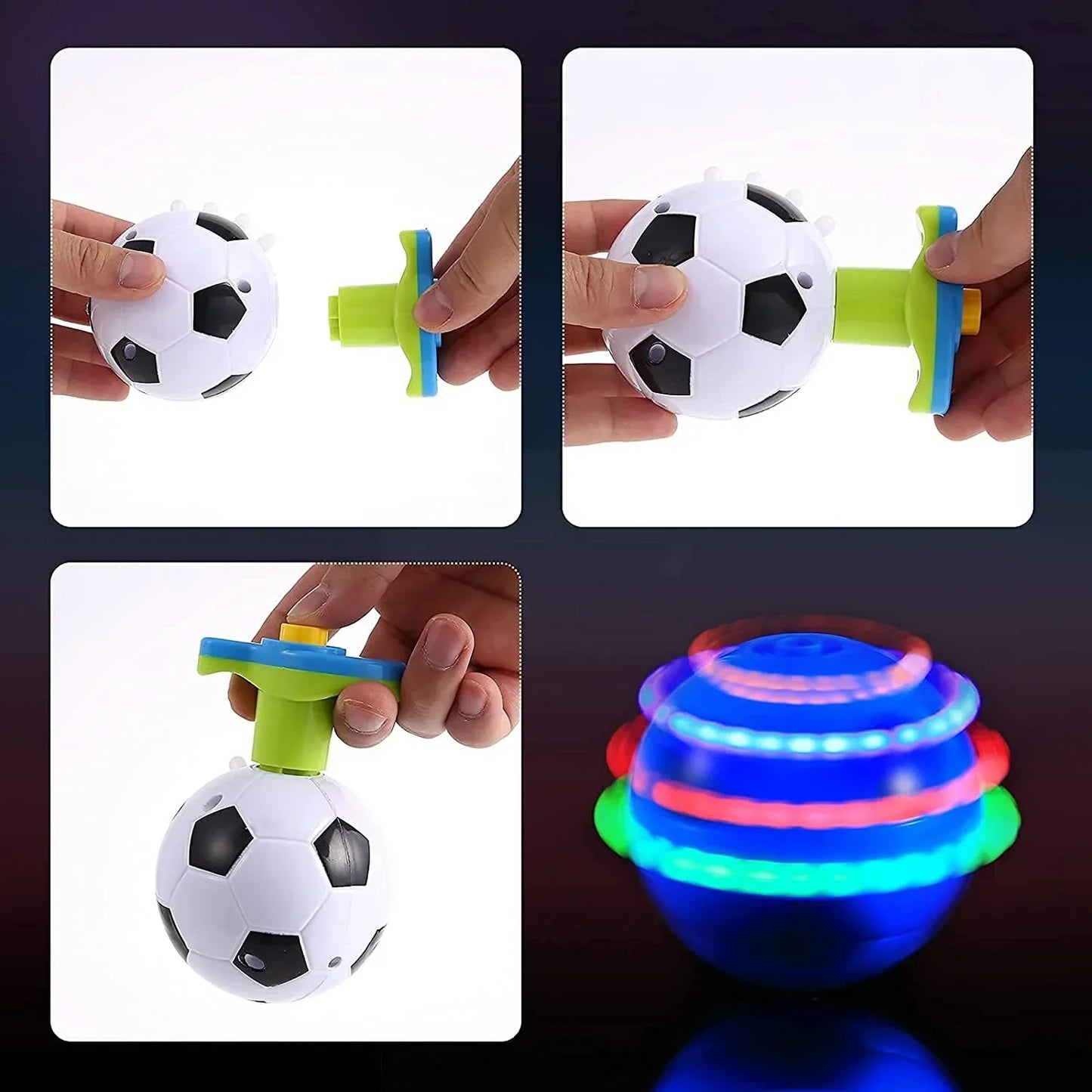 Blinkande LED Fotbollssnurra - Kul för Barn