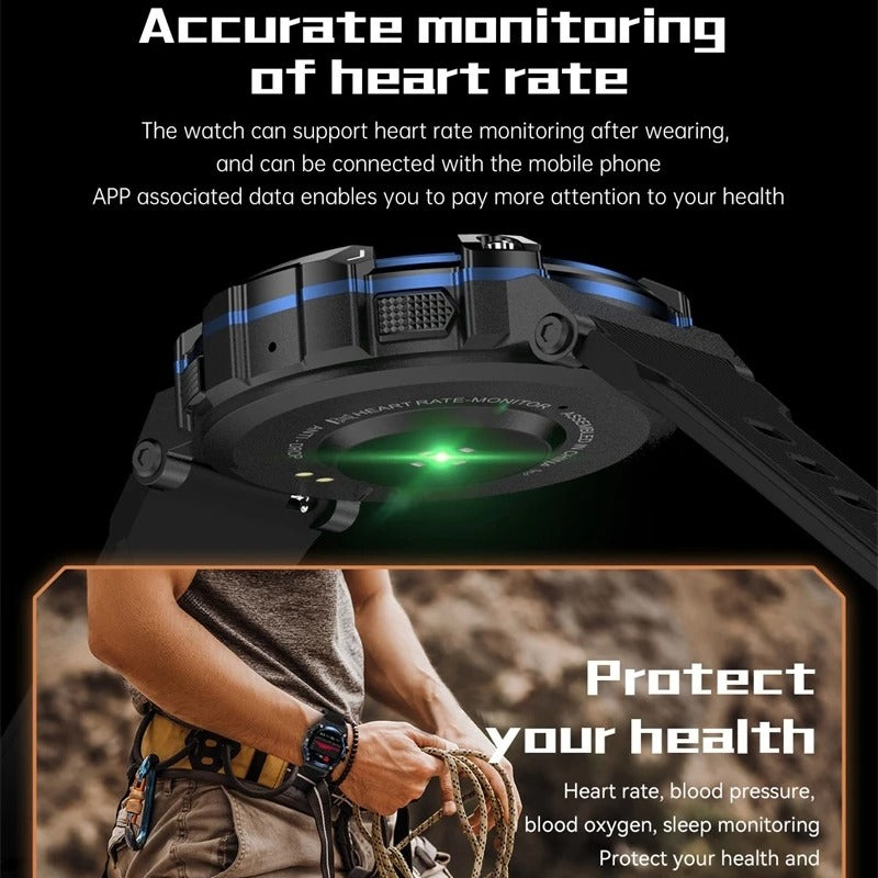 Robust smartklocka i militärdesign för utomhusaktiviteter